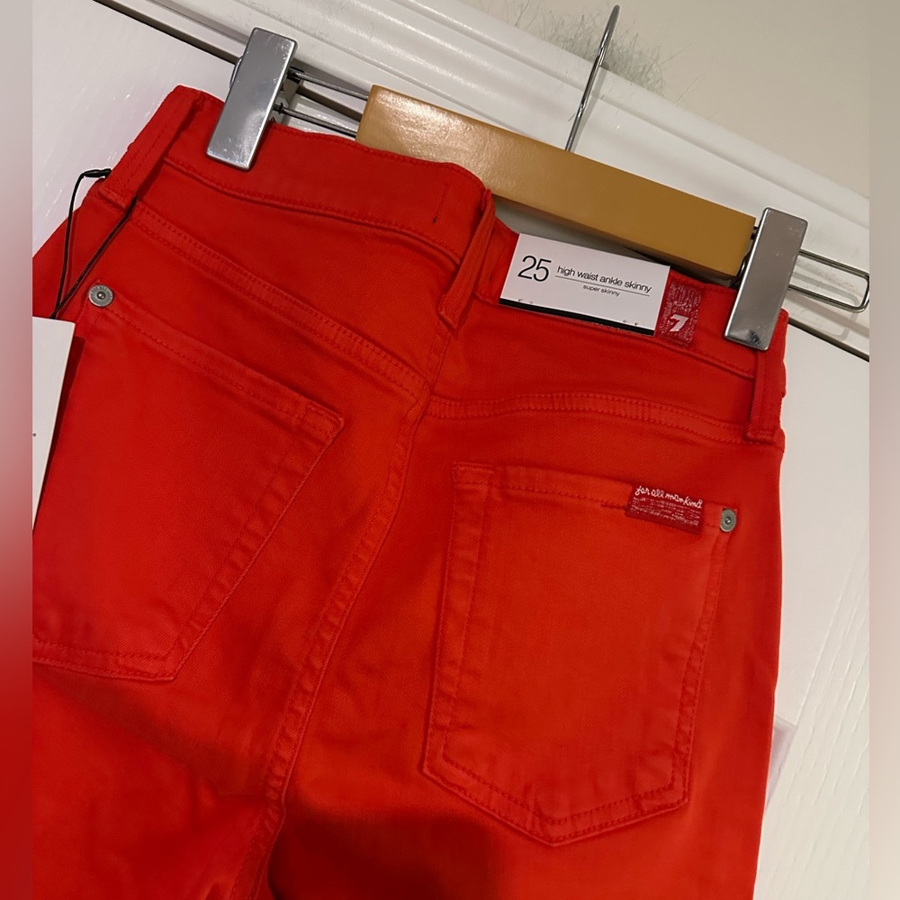 7 For All Mankind High Rise Skinny Red - Picture 9 of 9